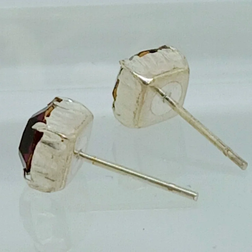 Sterling Silver Purple Crystal Stud Earrings Vintage Birthstone Jewelry February